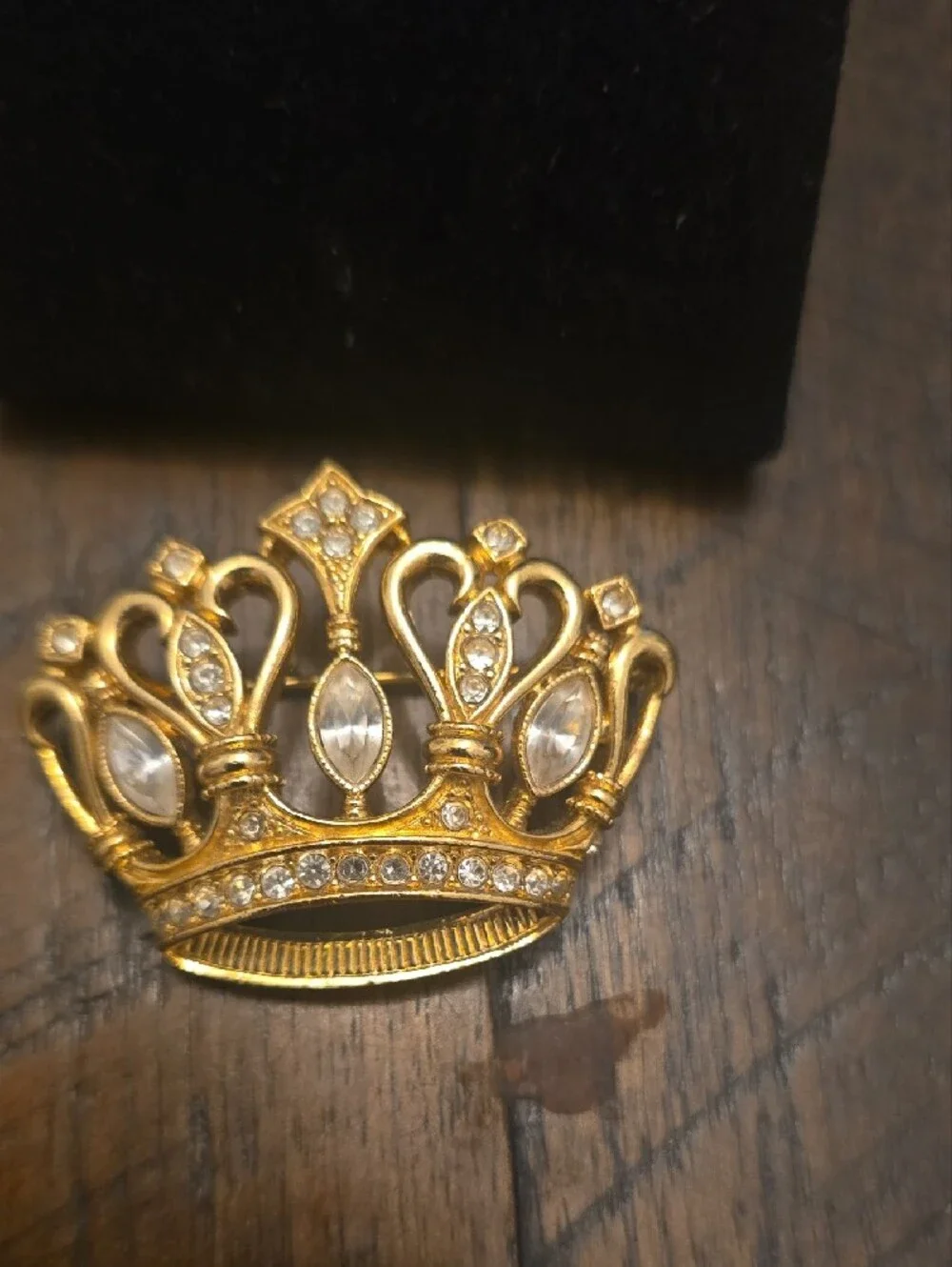 Kenneth Jay Lane For Avon Gold-Tone Crown Ring with Clear Crystals